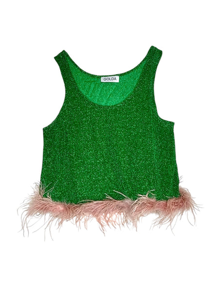 Lurex Plumes Top Green