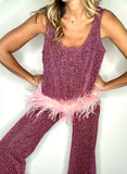 Lurex Plumes Top Pink