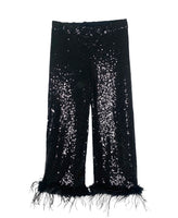 Sequins Plumes Pants Black